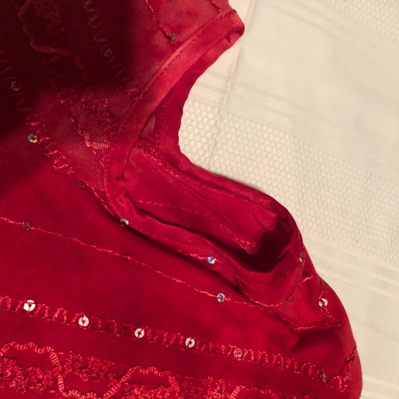 Initiatives XL red dress with sequins, cut out elbow holes , comfortable dress - Picture 4 of 8